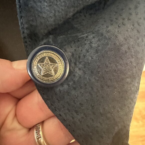 Mens Greatland Dark Blue Suede Vest Small Star Buttons - Picture 7 of 10